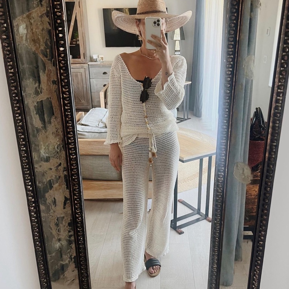 SHE MADE ME Crochet Drawstring Pants